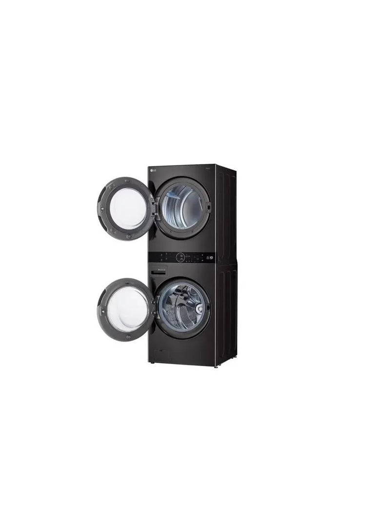 LG 13kg Washer & 10kg Dryer One-Body Solution Wash Tower Machine with LG ThinQ app, International Version WT1310YJ Black - Image 4