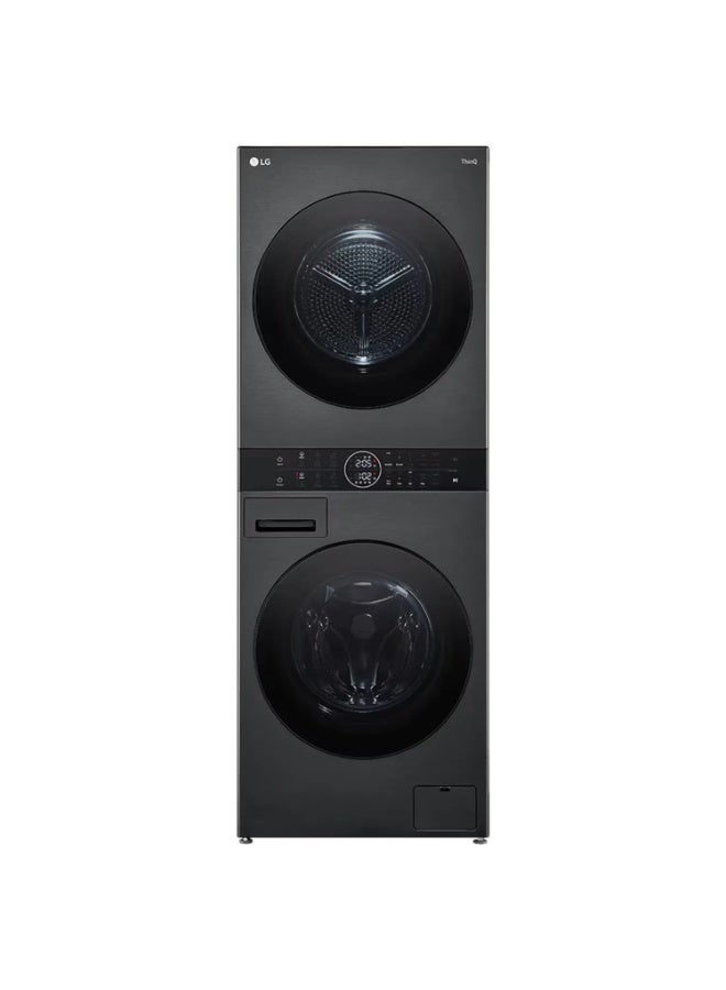 LG 13kg Washer & 10kg Dryer One-Body Solution Wash Tower Machine with LG ThinQ app, International Version WT1310YJ Black - Image 1
