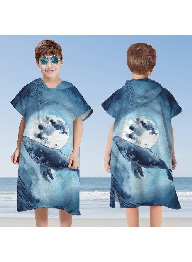 NIBEMINENT Kids Hooded Towel Cape - Microfiber Swim & Beach Bathrobe, Super Absorbent & Quick-Dry Towel for Children (60x75cm)  - Image 1
