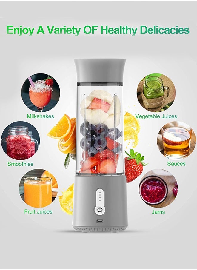 Portable Blender, 500ml Cup for Travel, Mini Personal Size Mixer for Shakes, Smoothie and Fruit Juice, Grey