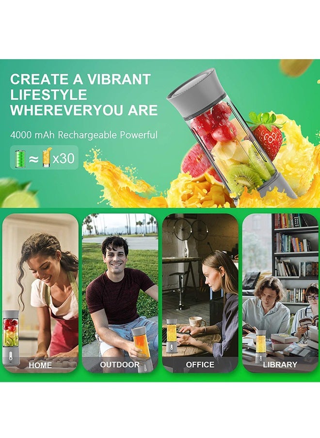 Portable Blender, 500ml Cup for Travel, Mini Personal Size Mixer for Shakes, Smoothie and Fruit Juice, Grey