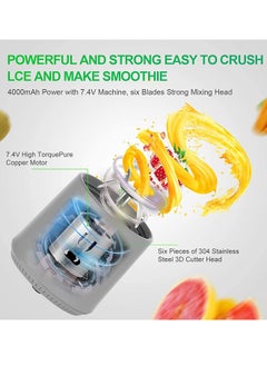Cuken Portable Blender, 500ml Cup for Travel, Mini Personal Size Mixer for Shakes, Smoothie and Fruit Juice, Grey  - Image 2