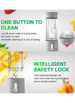 Cuken Portable Blender, 500ml Cup for Travel, Mini Personal Size Mixer for Shakes, Smoothie and Fruit Juice, Grey  - Image 4