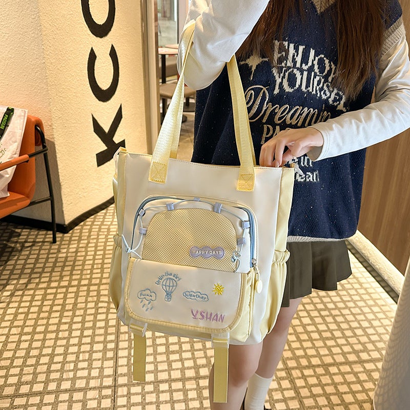Japanese-Style Cute Student Tote Tutoring Bag High-Value Large-Capacity Casual Shoulder Bag Versatile Sweet Backpack - Image 3