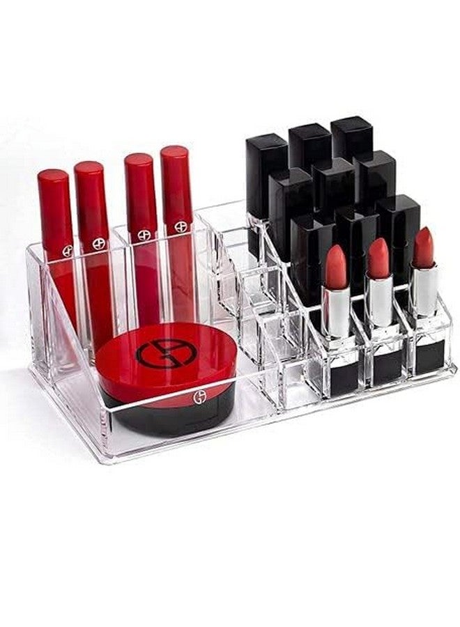 16-Compartment Clear Plastic Cosmetic Organizer - Makeup, Lipstick, and Beauty Storage Display Case Holder (White-Transperent) - Image 3