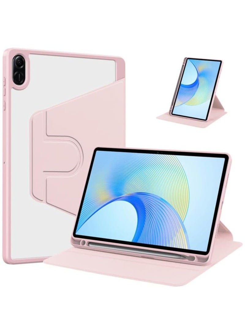 VKL Clear Back Case Compatible with Honor Pad X8a 11-inch 2024, 360 Degree Swivel Stand Flip Smart Cover Auto Sleep/Wake Case For Honor Pad X8a Tablet (Pink) - Image 1