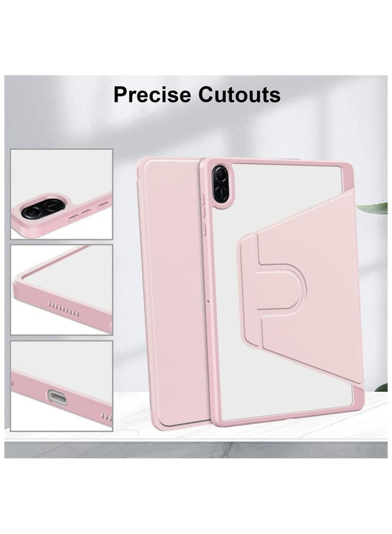 VKL Clear Back Case Compatible with Honor Pad X8a 11-inch 2024, 360 Degree Swivel Stand Flip Smart Cover Auto Sleep/Wake Case For Honor Pad X8a Tablet (Pink) - Image 3
