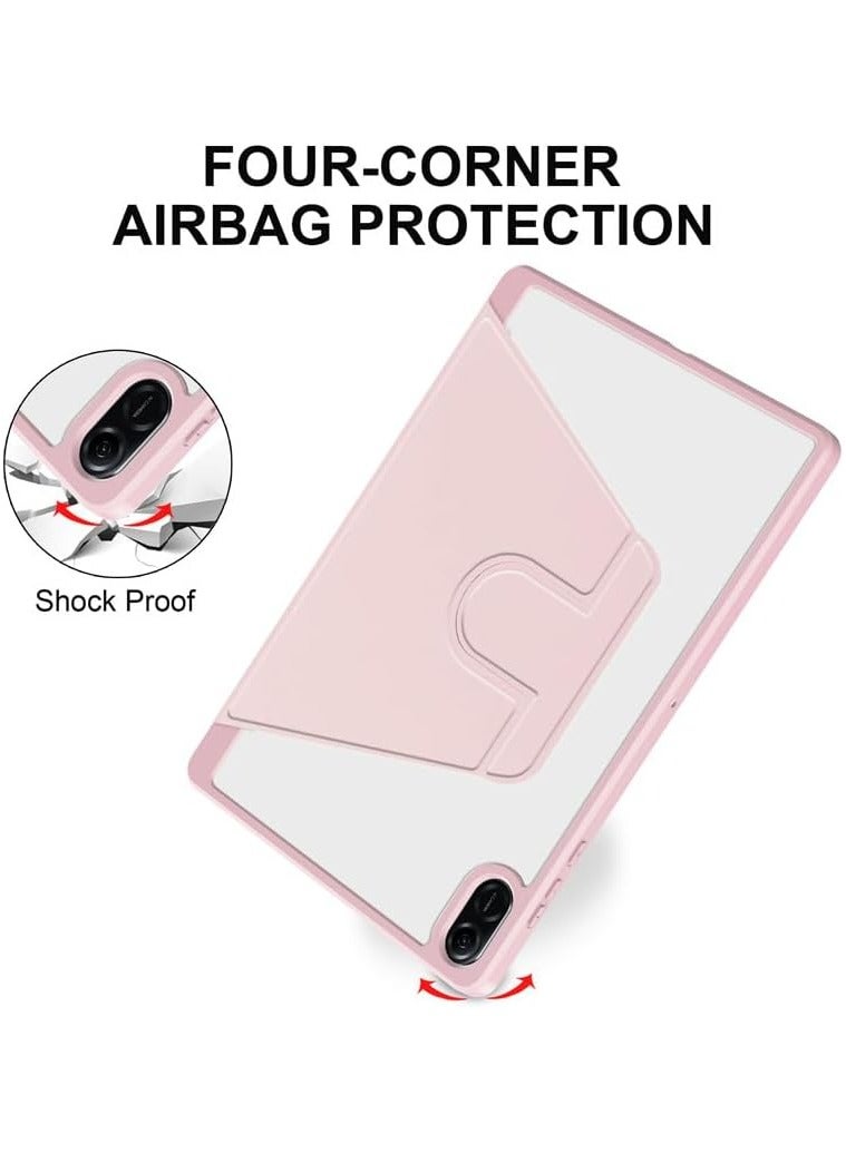VKL Clear Back Case Compatible with Honor Pad X8a 11-inch 2024, 360 Degree Swivel Stand Flip Smart Cover Auto Sleep/Wake Case For Honor Pad X8a Tablet (Pink) - Image 4