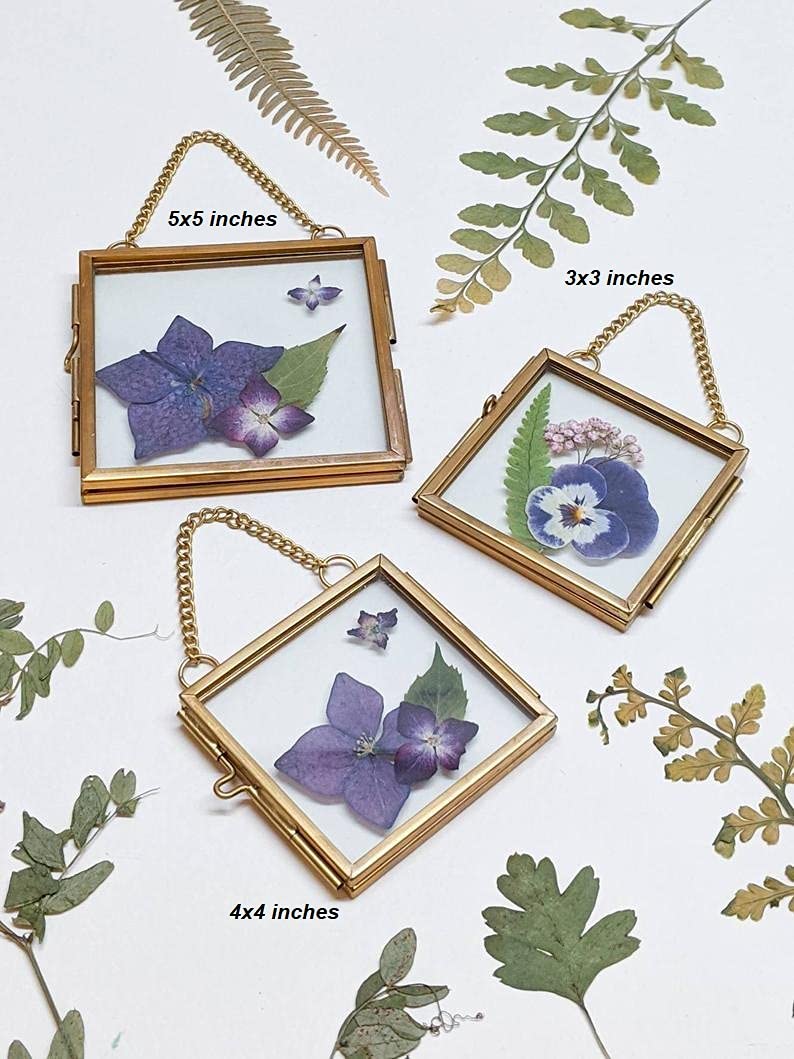 ARTINCO Art India Collections Home Decor Glass & Metal Hanging Picture Frame for Wall Decoration, with 2 Sides Glass, Key Chain Brass and Glass Photo Frame 3x3 inches - Image 2