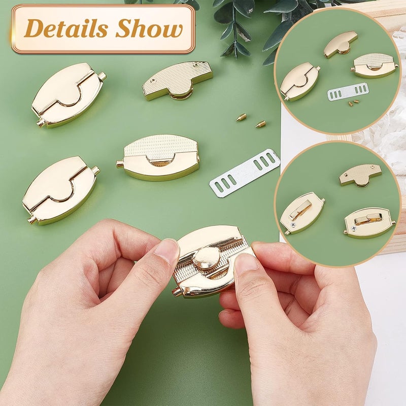 كلاراكو مجموعة من 4 مشابك قفل طي من كلاركو، مقاس 1.6 بوصة، مشابك قفل إبهام للمحفظة، قفل لسان البطة، حقيبة يد، قفل ضغط للمحفظة، ملحقات للمحافظ والحقائب والجلود والحرف اليدوية - Image 2