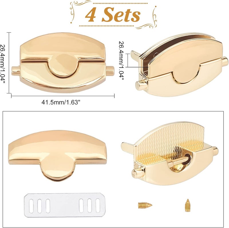 كلاراكو مجموعة من 4 مشابك قفل طي من كلاركو، مقاس 1.6 بوصة، مشابك قفل إبهام للمحفظة، قفل لسان البطة، حقيبة يد، قفل ضغط للمحفظة، ملحقات للمحافظ والحقائب والجلود والحرف اليدوية - Image 3