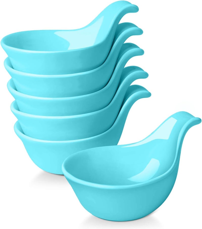 Flexzion أوعية غمس سيراميك فليكسزيون - أوعية صغيرة للغمس مع مقبض - أكواب توابل - طبق صلصة - راميكين - حوامل صلصة - حاويات للأطباق الجانبية الصغيرة - غمس 3 أونصات - مجموعة من 6 زرقاء - Image 1