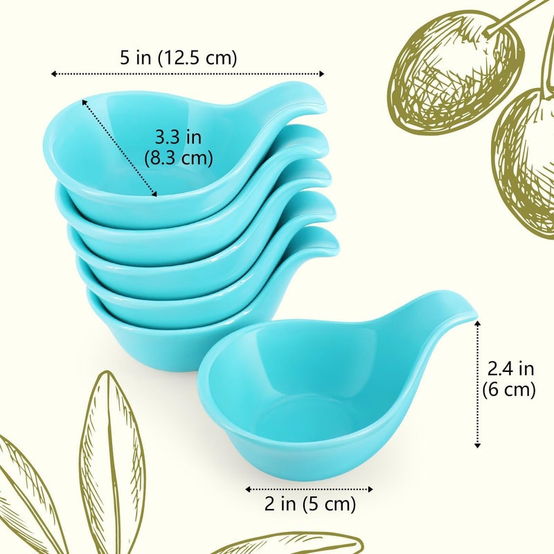 Flexzion أوعية غمس سيراميك فليكسزيون - أوعية صغيرة للغمس مع مقبض - أكواب توابل - طبق صلصة - راميكين - حوامل صلصة - حاويات للأطباق الجانبية الصغيرة - غمس 3 أونصات - مجموعة من 6 زرقاء - Image 4