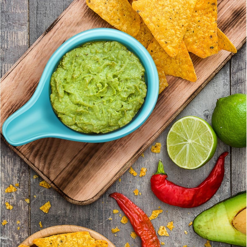 Flexzion أوعية غمس سيراميك فليكسزيون - أوعية صغيرة للغمس مع مقبض - أكواب توابل - طبق صلصة - راميكين - حوامل صلصة - حاويات للأطباق الجانبية الصغيرة - غمس 3 أونصات - مجموعة من 6 زرقاء - Image 5