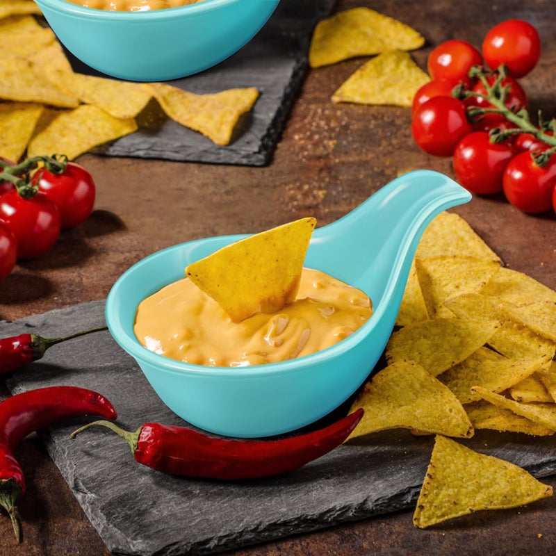 Flexzion أوعية غمس سيراميك فليكسزيون - أوعية صغيرة للغمس مع مقبض - أكواب توابل - طبق صلصة - راميكين - حوامل صلصة - حاويات للأطباق الجانبية الصغيرة - غمس 3 أونصات - مجموعة من 6 زرقاء - Image 2