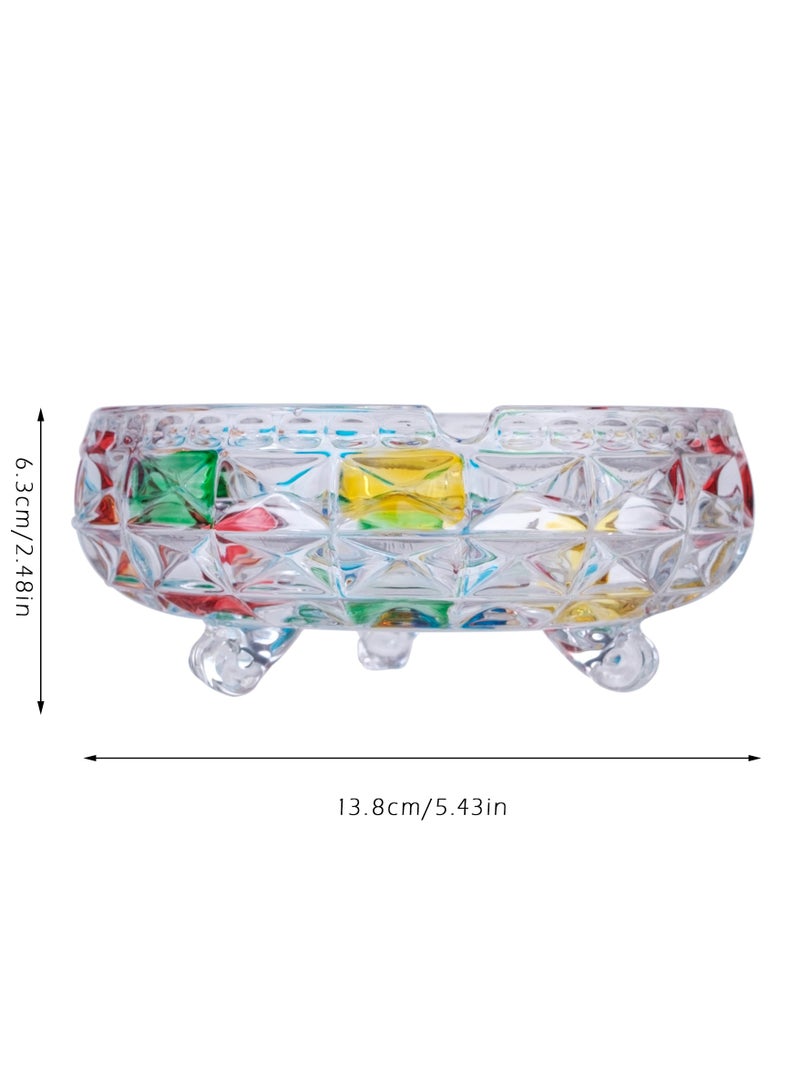 Crystal Colorful Ashtrays Ashtray for Cigarettes and Cigars, Indoor Outdoor Ash Tray, Cigar Cigarettes Ash Tray Large Size Tabletop Ashtray Decor for Home Office Restaurant Patio Bar  - Image 2