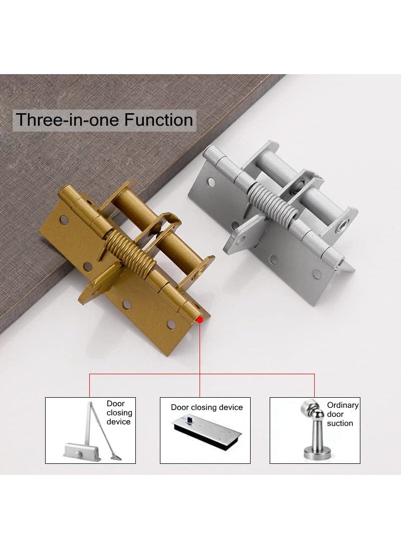 DBTHTSK 4 Inches Automatic Door Hinge Heavy Duty SelfClosing Wooden Door Closer Hardware Spring Hinge Automatic Self Closing Door Hinges with Positioning 90 Degrees Brushed Silver  - Image 3