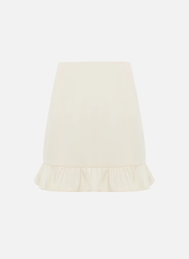 Lichi  Straight mini skirt with ruffles on the bottom hem for Women | Best Price UAE