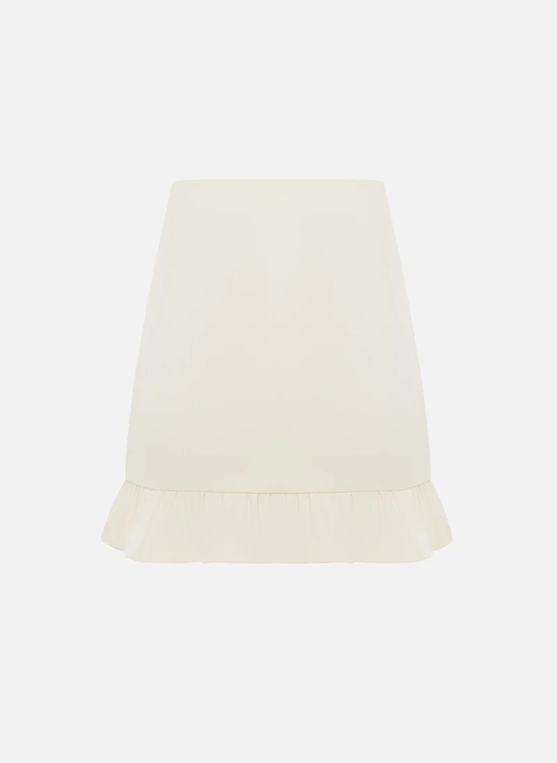 Lichi  Straight mini skirt with ruffles on the bottom hem for Women | Best Price UAE
