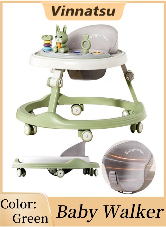 Vinnatsu Baby Walker,Foldable Baby Walkers with Foot Pads and Baby Activity Center with Music Toys Tray,Crotch 5-Gear Height Adjustable for Boys Girls 7-18 Months  - Image 1