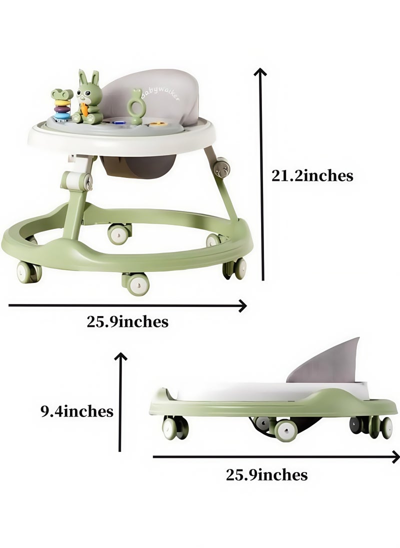 Vinnatsu Baby Walker,Foldable Baby Walkers with Foot Pads and Baby Activity Center with Music Toys Tray,Crotch 5-Gear Height Adjustable for Boys Girls 7-18 Months  - Image 2