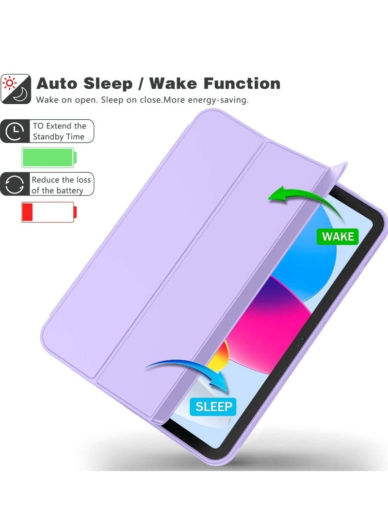 ELTRAZONE New iPad 10.9 Inch Case 2022 (10th Gen) with Pencil Holder, Trifold Stand Smart Case, Soft TPU Back, Auto Wake/Sleep - Purple - Image 2