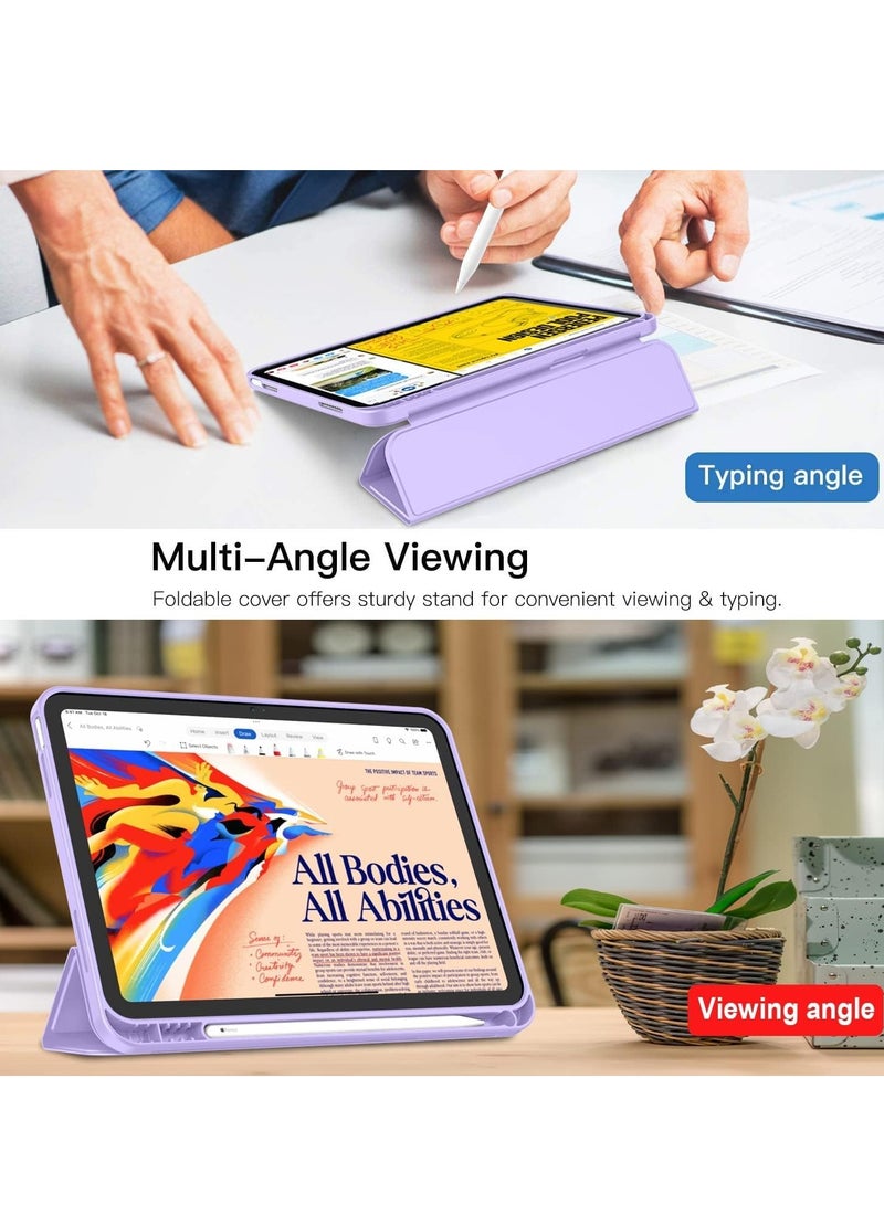 ELTRAZONE New iPad 10.9 Inch Case 2022 (10th Gen) with Pencil Holder, Trifold Stand Smart Case, Soft TPU Back, Auto Wake/Sleep - Purple - Image 5