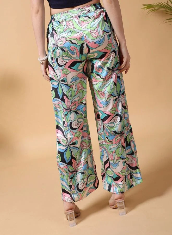 Freehand  Women Relaxed Fit Floral Long Sleeve Mid Rise Kaftan And Wide Leg Trouser Co-Ords Set  | Best Price UAE