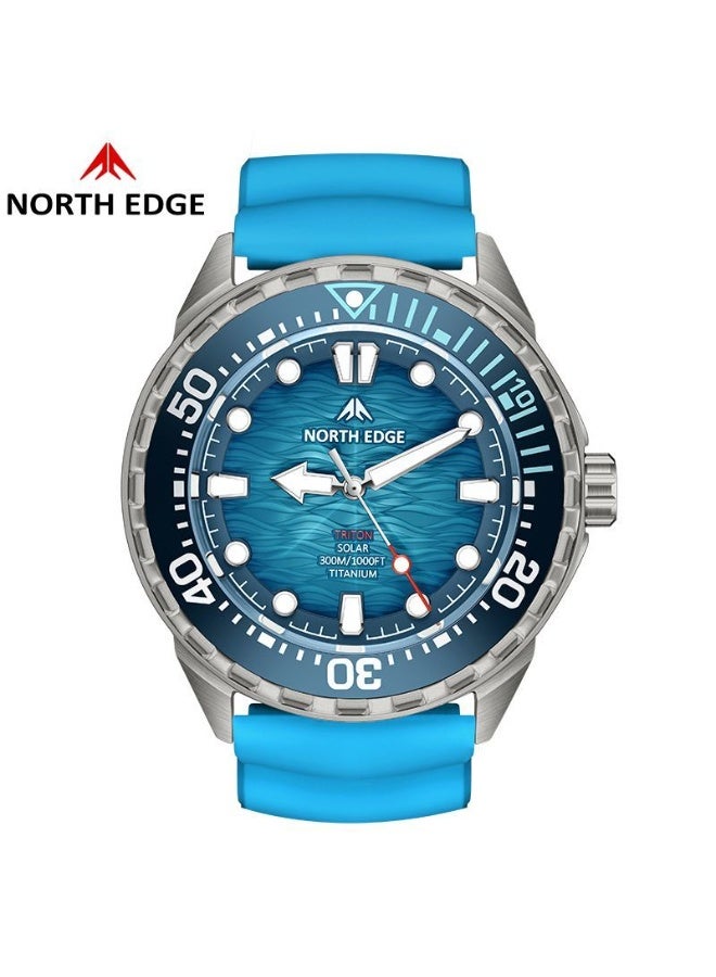 NORTH EDGE Men's Solar-powered Dive Titanium Alloy Case 300-meter Waterproof Ultra-long Battery Life Solar Watch - Image 1