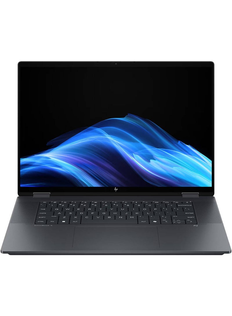 HP 16-as0043dx أومني بوك إكس فليب 2 في 1 لابتوب الجيل التالي AI، شاشة تعمل باللمس OLED 3K بحجم 16"، معالج إنتل كور ألترا 9 288V، 32 جيجابايت RAM، 2 تيرابايت SSD، بطاقة رسومات إنتل آرك 140V (8 جيجابايت)، لوحة مفاتيح إنجليزية، ويندوز 11 BZ0N2UA - Image 1
