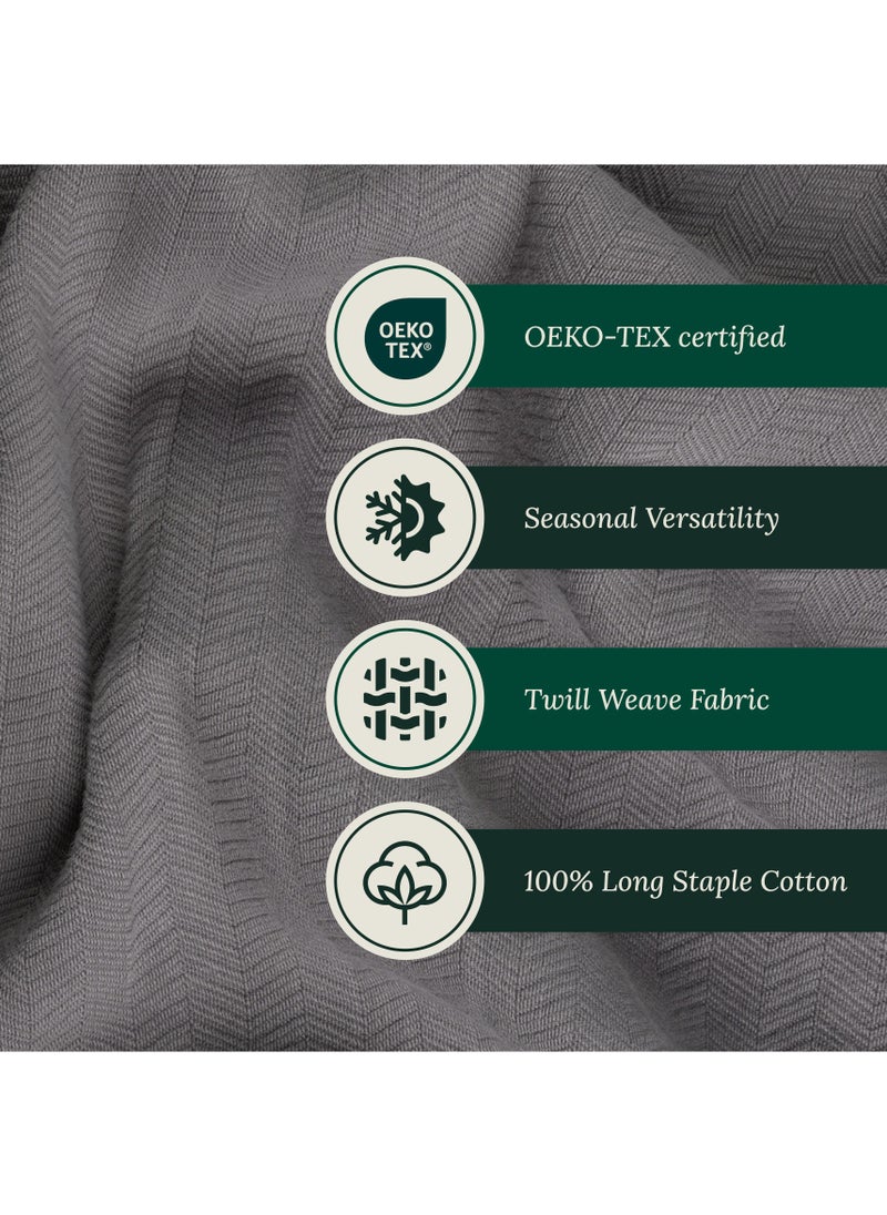 Cloud Scape Linen 100% Cotton Herringbone Blanket for All Season, Soft and Breathable Thermal Blanket,Dark Grey  - Image 4