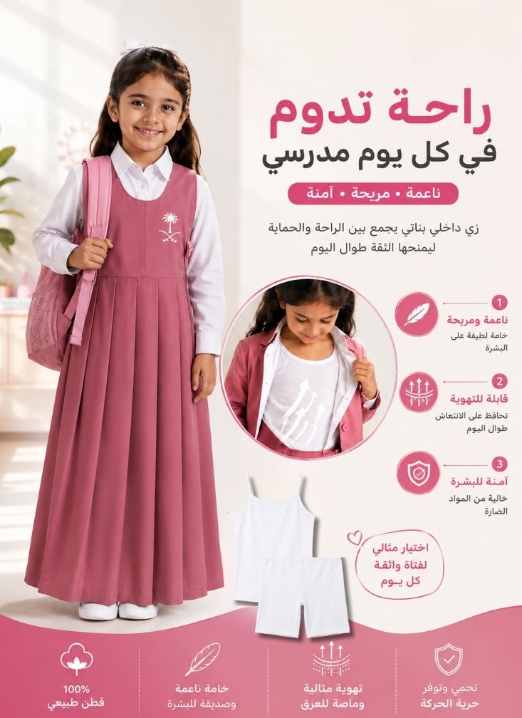 Comfort Girls School Innerwear Camisole & Shorts Set – Pack of 1 - Image 2