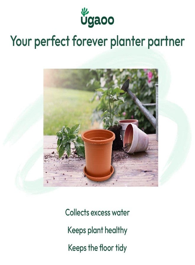Ugaoo UV Treated Gardening Plastic Tray (Plate/Saucer) for Pots - 6 inch, Brown/Terracotta Color, Set of 12 | Tray for Plants Pot for Indoor Home Decor & Outdoor Garden & Balcony - Image 4