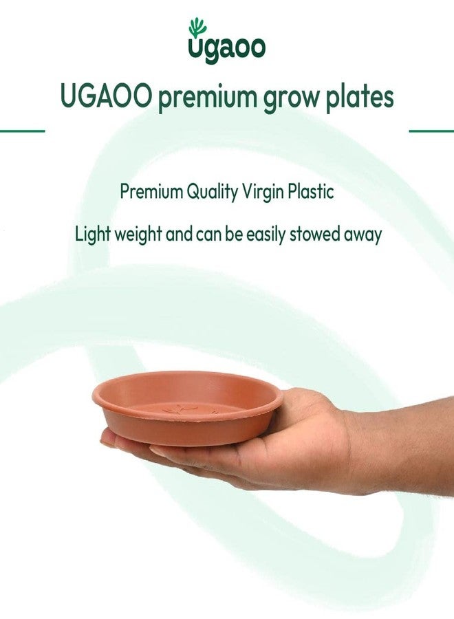 Ugaoo UV Treated Gardening Plastic Tray (Plate/Saucer) for Pots - 6 inch, Brown/Terracotta Color, Set of 12 | Tray for Plants Pot for Indoor Home Decor & Outdoor Garden & Balcony - Image 2