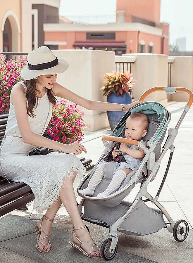 ليموس عربة أطفال محمولة للسفر عربة أطفال حديثي الولادة بتصميم خاص (أخضر) - Image 2