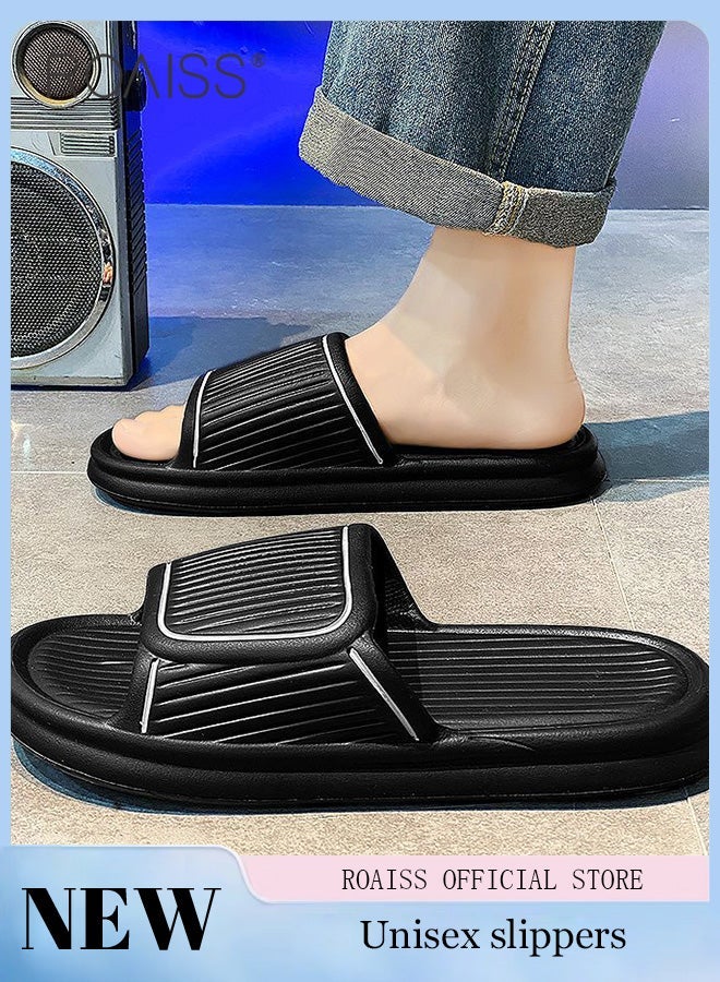 roaiss Unisex Pillow Slippers, Thick Sole Bath Slippers, Summer Beach Sandals, Non-slip Quick-drying Shower Slides, Lightweight House Slippers with Anti-Slip Sole and Ergonomic Design, Perfects for Bathroom, Bedroom, Living Room, Swimming Pool and Beach - Image 1