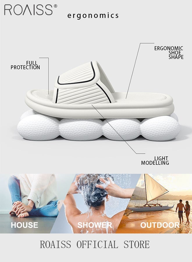 roaiss Unisex Pillow Slippers, Thick Sole Bath Slippers, Summer Beach Sandals, Non-slip Quick-drying Shower Slides, Lightweight House Slippers with Anti-Slip Sole and Ergonomic Design, Perfects for Bathroom, Bedroom, Living Room, Swimming Pool and Beach - Image 2
