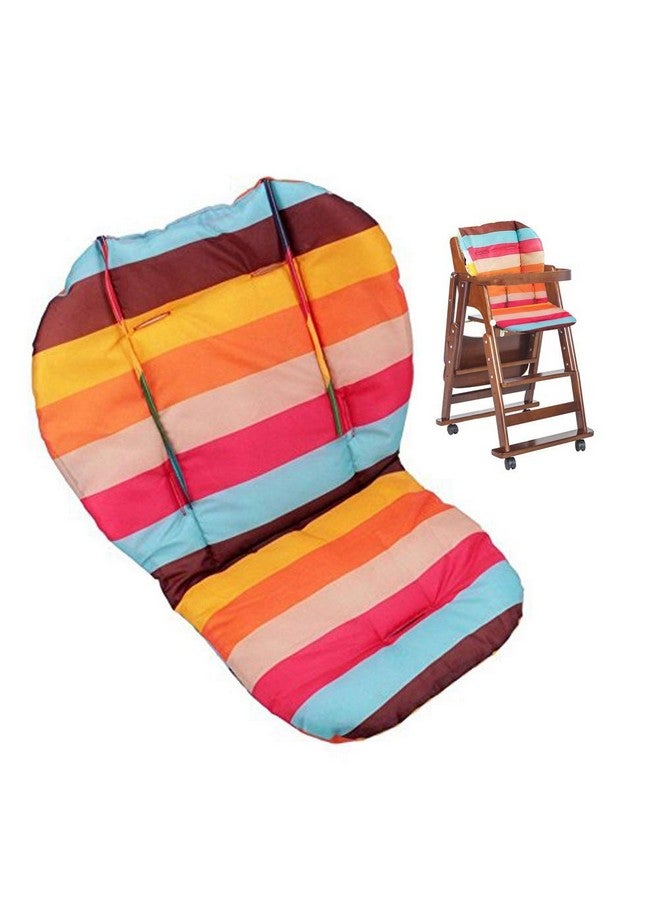 Twoworld Baby High Chair Seat Cushion Liner Mat Pad Cover Rainbow Striped Water Resistant and High Chair Straps (5 Point Harness) 1 Suit - Image 2