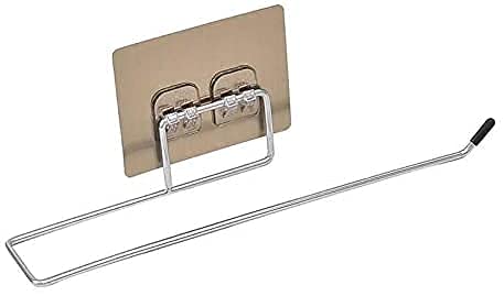 KREZON KREZON Self Adhesive Stainless Steel Wall Mount Sticker Towel Holder Kitchen Napkin Ring Toilet Paper Roll Holder Tissue Paper Holder Towel Bar Rod Hanging Towel Rack for Kitchen Bathroom  - Image 1