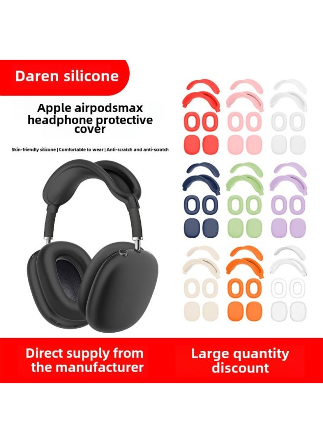 Generic - 2024 Airpods Max Headset Protective Cover Ear Cap Head Beam Shell Silicone Protective Cover-Color:Black Four-piece Set-Model:Airpods Max - Image 1