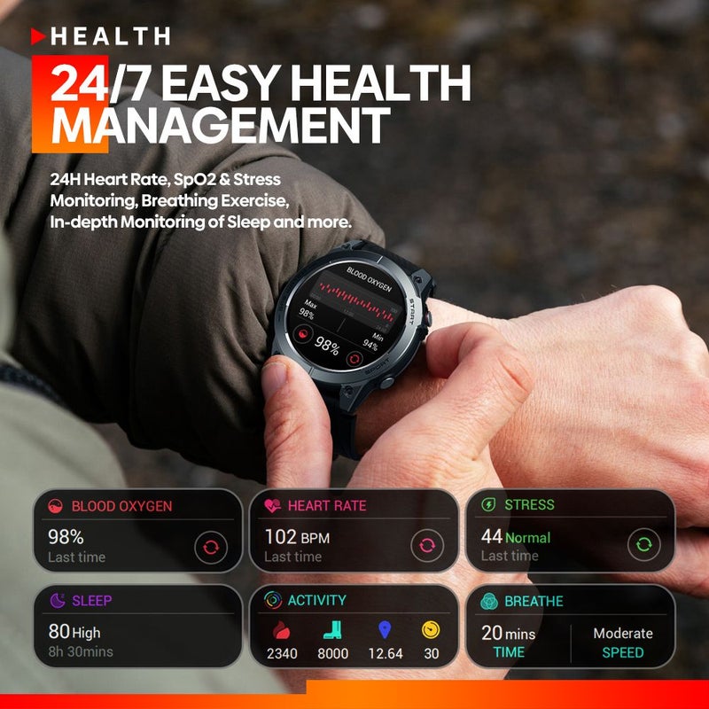 Zeblaze Stratos 3 GPS Smartwatch, Ultra HD Amoled Display, Built-in Gps, Bluetooth, Black - Image 5