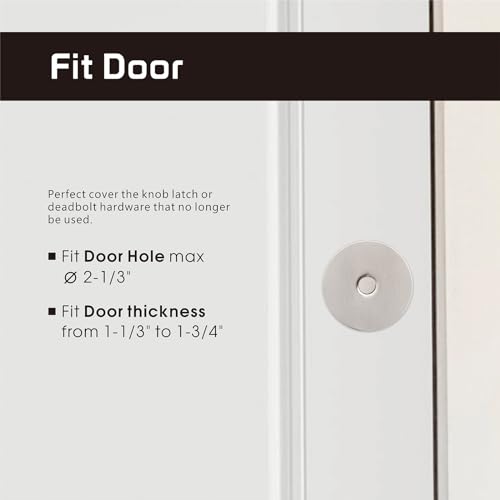 Siwil Door Knob Cover, 2-5/8" Diameter Solid Steel Deadbolt Cover Plate, Hole Filler Plate for Door Handle (1, Satin Nickel) - Image 3
