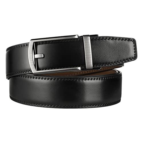 Lavemi Men's Real Leather Ratchet Dress Casual Belt, Cut to Exact Fit,Elegant Gift Box(36-222447 Black 44") - Image 2