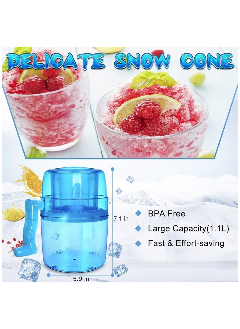 Generic Ice Shaver Machine, Hand Crank Operated Ice Breaker Ice Crusher Maker Snow Cone Machine Blue  - Image 2