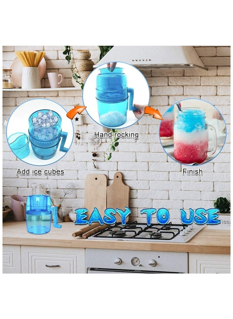 Generic Ice Shaver Machine, Hand Crank Operated Ice Breaker Ice Crusher Maker Snow Cone Machine Blue  - Image 5