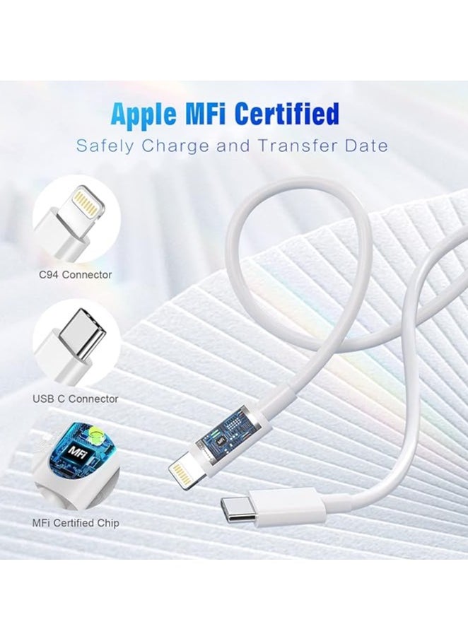 ملائكي  2 قطعة كابل شحن سريع ل iPhone14 / 13 / 12 ، 6 أقدام [ أبل مؤسسة مونتانيار ] شهادة ، الناقل التسلسلي العام كابل من نوع ج البرق ، 6 أقدام كابل شحن ل iPhone14 13 12 برو XR XS زائد  - Image 3