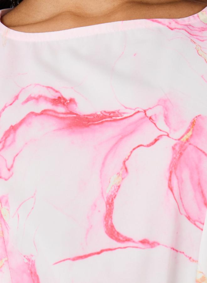 Styli Floral Print Sleeveless Pleated Detail A-Line Maxi Dress - Image 4