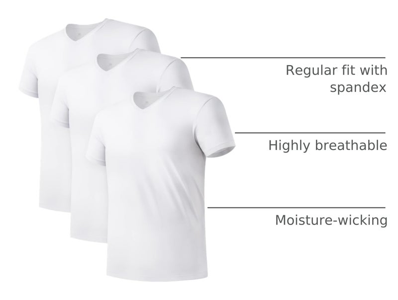 DAVID ARCHY تي شيرت داخلي للرجال من ديفيد آرتشي مصنوع من رايون البامبو، قميص أبيض مضاد للرطوبة، قميص بفتحة على شكل حرف V للرجال، عبوة 3 قطع (M، أبيض) - Image 4