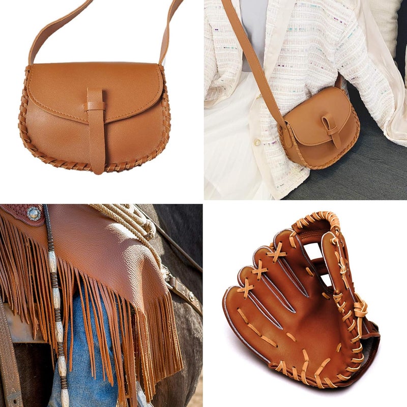 TeeLiy 3MM Flat Genuine Leather Cord - Natural Leather Lacing - Strip Cord Braiding String for Jewelry Making Shoe Lace Braided Bracelets Necklaces Handbags Knife Sheaths Brown (5Yards) - Image 3