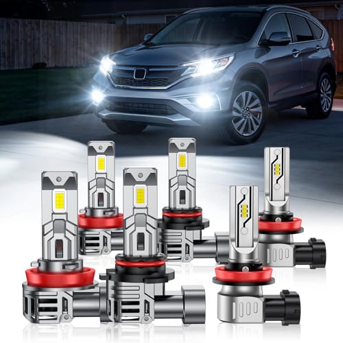 SEALIGHT Fit For Honda CRV 2015 2016 2017 2018 2019 2020 2021 Light Bulbs 9005HB3  H11H9H8  H11 Fog Lights 6500K Cool White Combo Kit PlugNPlay 92000LM 800 Brighter 40F Instant Start Pack of 6 - Image 1